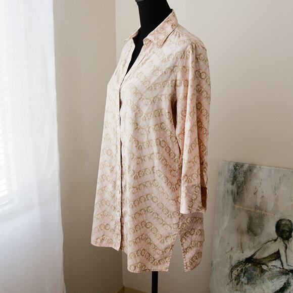 Foxcroft NYC Pink blush Chain link Tunic shirt size 10 M - Picture 3 of 8